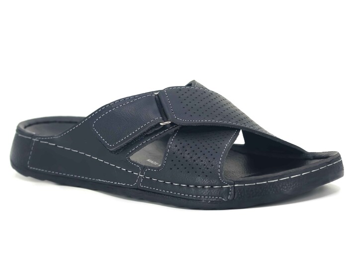 Polex Merdane M246-0110 Çapraz Lazerli Cırtlı Monta Günlük Terlik Siyah - Polex