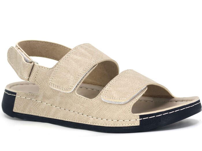 Polex Merdane M246-0201 Çift Cırtlı Monta Sandalet Bej - Polex