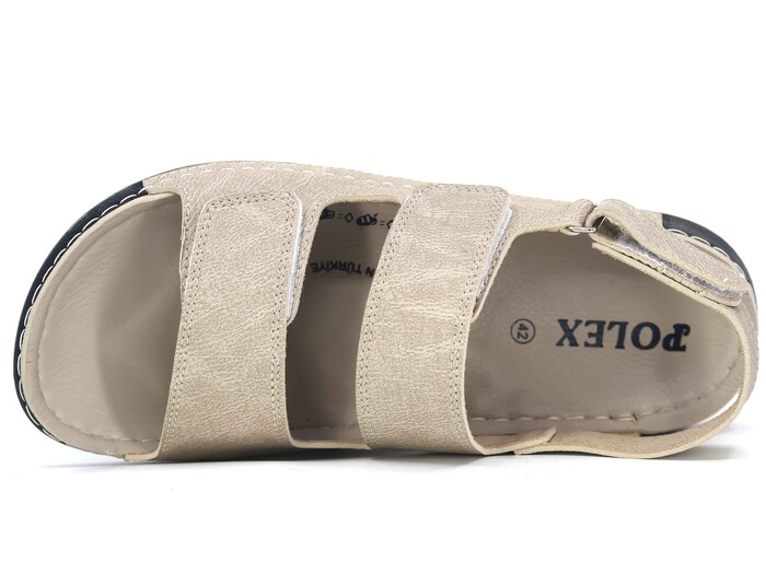 Polex Merdane M246-0201 Çift Cırtlı Monta Sandalet Bej - Polex (1)