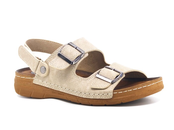 Polex Merdane M244- Çift Toka Monta Sandalet Bej - Polex