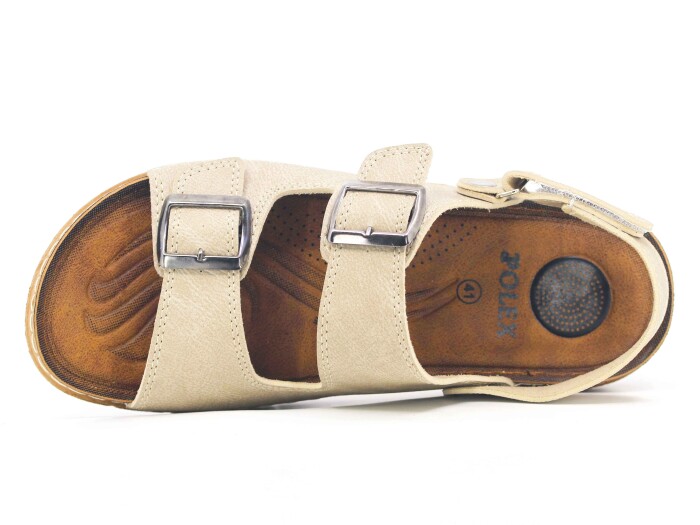 Polex Merdane M244- Çift Toka Monta Sandalet Bej - Polex (1)