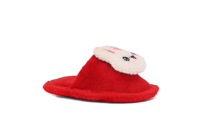 Polex Patik Batı Hayvanlı Kafalı Ev Terliği Tavşanlı Kırmızı - Polex