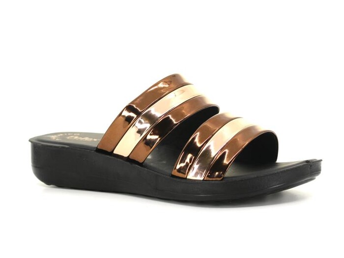 Polex Zenne 01774 Çift Bant Günlük Terlik Bronz - Gül - Bronz - Thumbnail