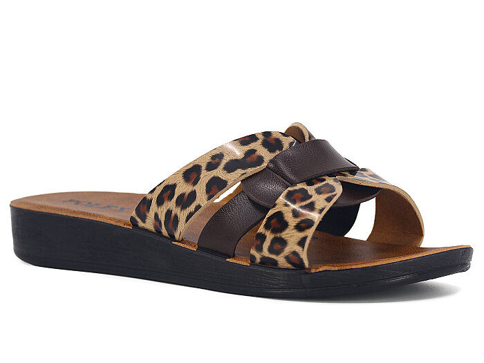 Polex Zenne 1051 TV Geçmeli Cilt Günlük Terlik Kahve - Taba Leopar - 1