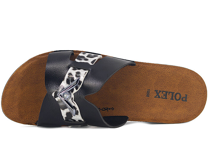Polex Zenne 1052 V Toka Hrms Cilt Günlük Terlik Siyah - Siyah Leopar - 2