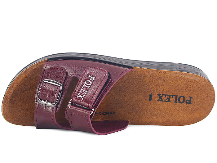 Polex Zenne 1053 Tek Toka Cırtlı Cilt Günlük Terlik Bordo - 2