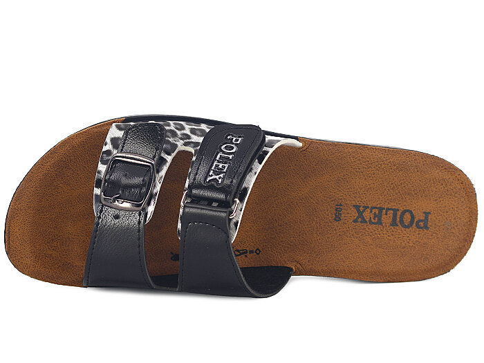 Polex Zenne 1053 Tek Toka Cırtlı Cilt Günlük Terlik Siyah - Siyah Leopar - 2