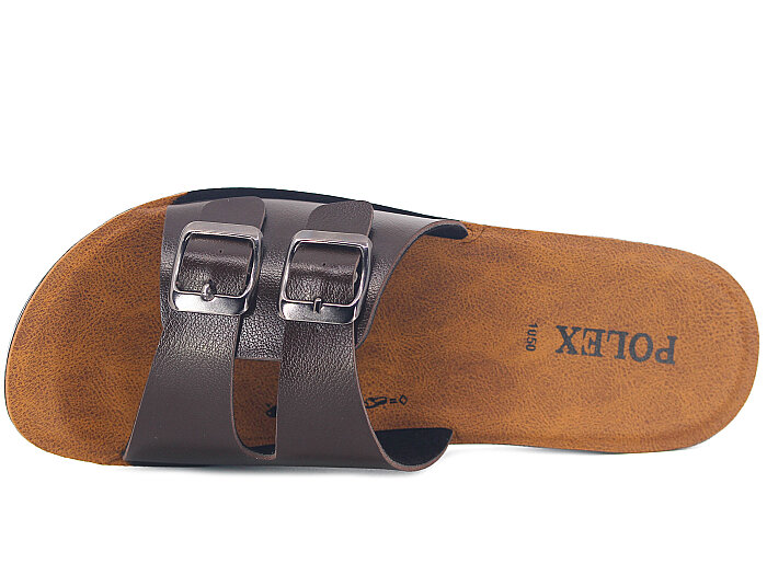 Polex Zenne 1054 Çift Toka Cilt Günlük Terlik Kahve - Polex (1)
