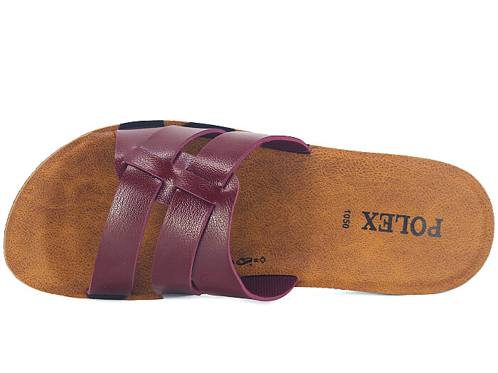 Polex Zenne 1055 Çift Bant Geçmeli Cilt Günlük Terlik Bordo - Polex (1)