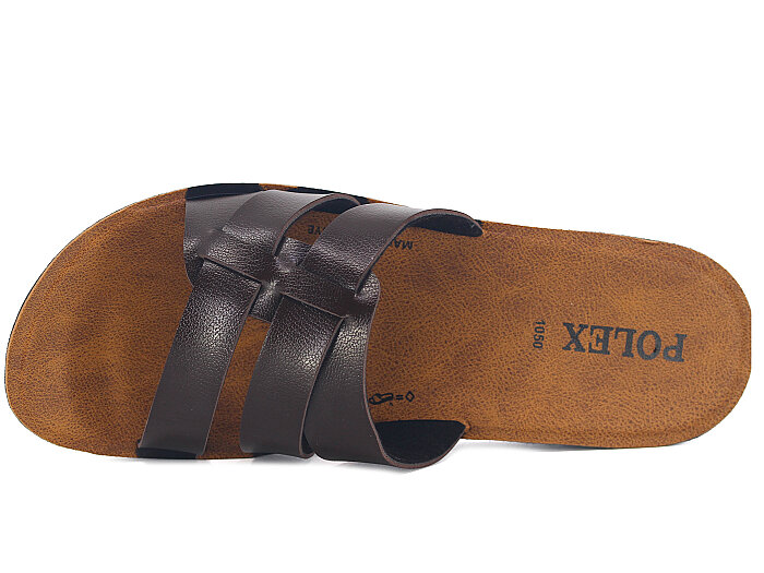 Polex Zenne 1055 Çift Bant Geçmeli Cilt Günlük Terlik Kahve - Polex (1)