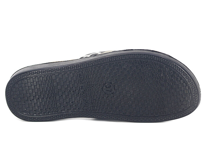 Polex Zenne 1055 Çift Bant Geçmeli Cilt Günlük Terlik Siyah - Siyah Leopar - 3
