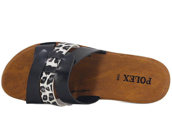 Polex Zenne 1069 Geçmeli Cilt Günlük Terlik Siyah - Siyah Leopar - Polex (1)