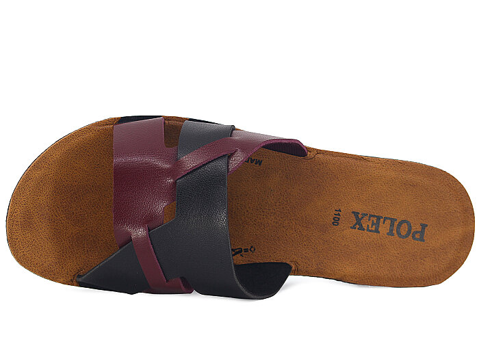 Polex Zenne 1104 Geçmeli Cilt Günlük Terlik Siyah - Bordo - 2