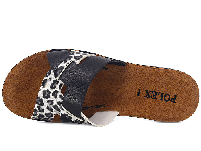 Polex Zenne 1104 Geçmeli Cilt Günlük Terlik Siyah - Siyah Leopar - 2
