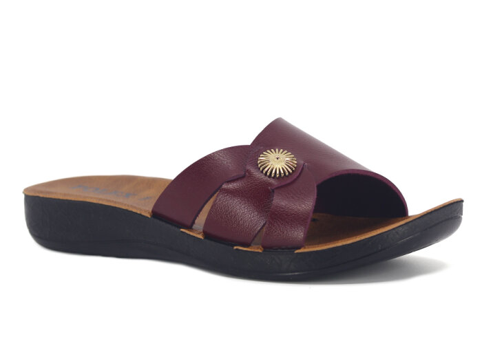 Polex Zenne 1105 Tokalı Cilt Günlük Terlik Bordo - 1