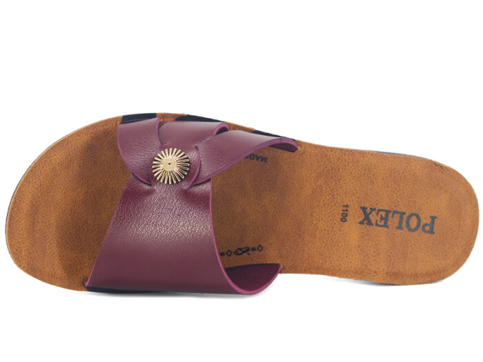 Polex Zenne 1105 Tokalı Cilt Günlük Terlik Bordo - 2