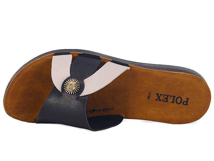 Polex Zenne 1105 Tokalı Cilt Günlük Terlik Siyah - Bej - Polex (1)