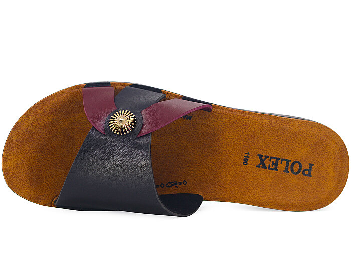 Polex Zenne 1105 Tokalı Cilt Günlük Terlik Siyah - Bordo - Polex (1)