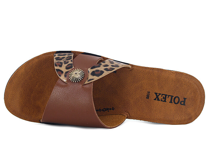 Polex Zenne 1105 Tokalı Cilt Günlük Terlik Taba - Kahve Leopar - Polex (1)