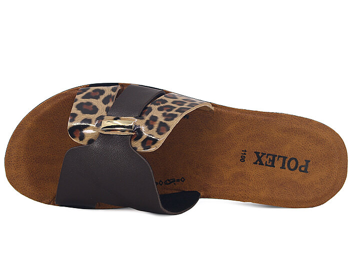 Polex Zenne 1107 Geçmeli Parçalı Cilt Günlük Terlik Kahve - Kahve Leopar - 2