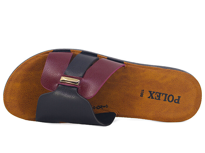 Polex Zenne 1107 Geçmeli Parçalı Cilt Günlük Terlik Siyah - Bordo - 2