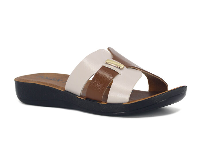 Polex Zenne 1107 Geçmeli Parçalı Cilt Günlük Terlik Taba - Bej - Polex