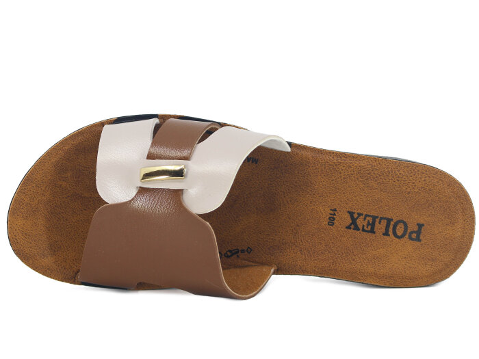 Polex Zenne 1107 Geçmeli Parçalı Cilt Günlük Terlik Taba - Bej - Polex (1)