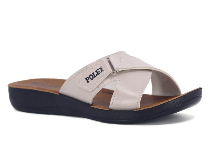 Polex Zenne 1108 Çapraz Cırtlı Cilt Günlük Terlik Bej - Polex