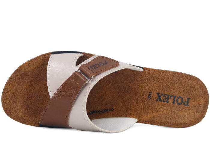 Polex Zenne 1108 Çapraz Cırtlı Cilt Günlük Terlik Bej - Taba - 2