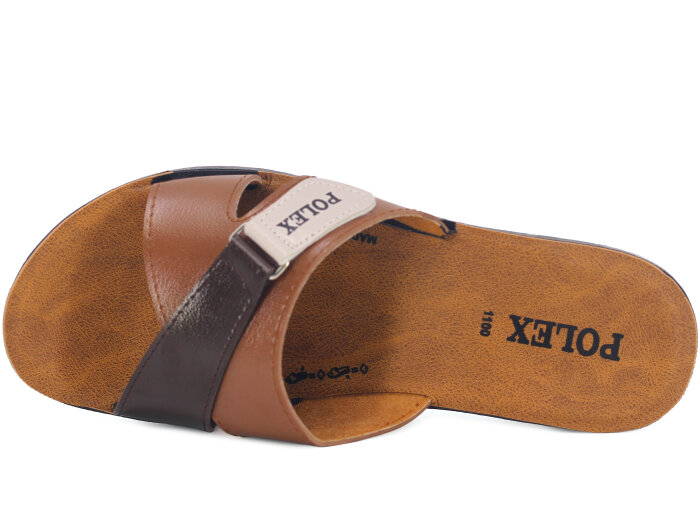Polex Zenne 1108 Çapraz Cırtlı Cilt Günlük Terlik Bej - Taba - Kahve - Polex (1)