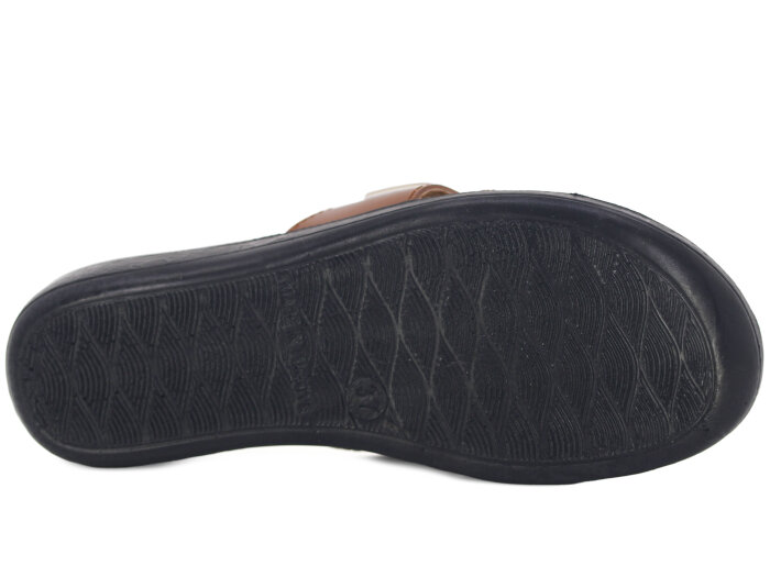 Polex Zenne 1108 Çapraz Cırtlı Cilt Günlük Terlik Bej - Taba - Kahve - 3