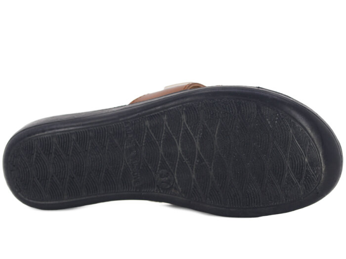 Polex Zenne 1108 Çapraz Cırtlı Cilt Günlük Terlik Bej - Taba - Kahve - 3