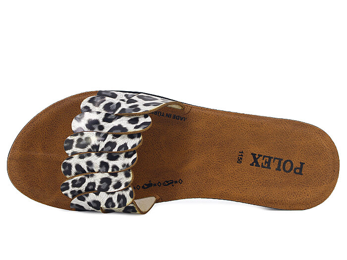 Polex Zenne 1152 Fırfırlı Parçalı Ekstra Cilt Günlük Terlik Siyah Leopar - 2