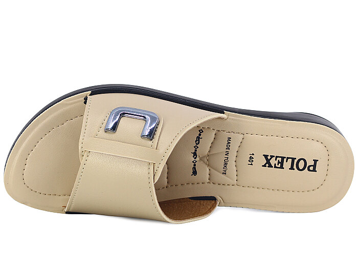 Polex Zenne 1252 Tokalı Pedli Günlük Terlik Bej - 2
