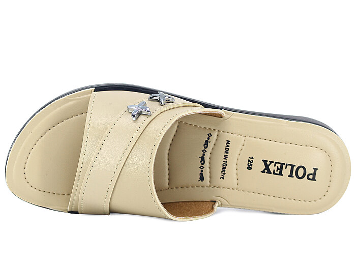 Polex Zenne 1253 Tokalı Pedli Günlük Terlik Bej - 2