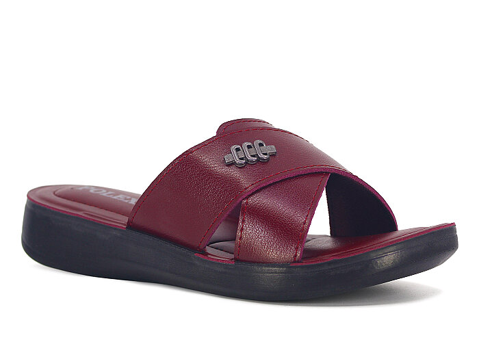 Polex Zenne 1256 Çapraz Tokalı Pedli Günlük Terlik Bordo - 1