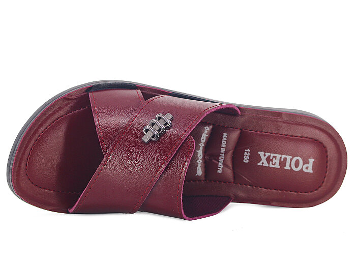 Polex Zenne 1256 Çapraz Tokalı Pedli Günlük Terlik Bordo - 2