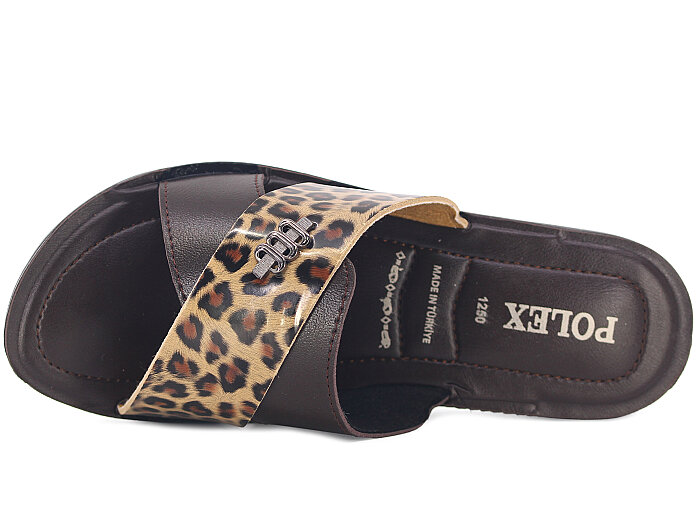Polex Zenne 1256 Çapraz Tokalı Pedli Günlük Terlik Kahve - Kahve Leopar - 2