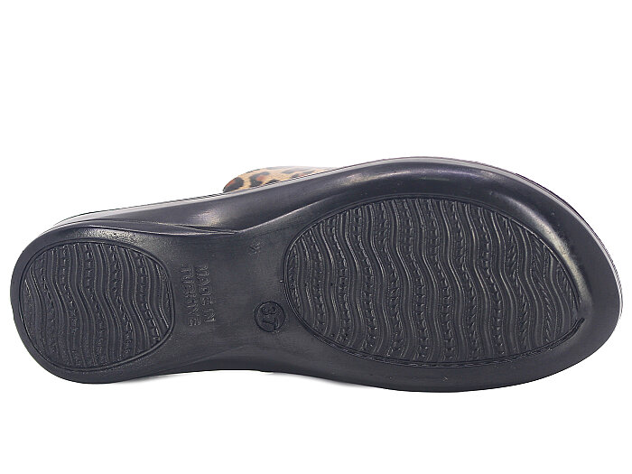 Polex Zenne 1256 Çapraz Tokalı Pedli Günlük Terlik Kahve - Kahve Leopar - 3