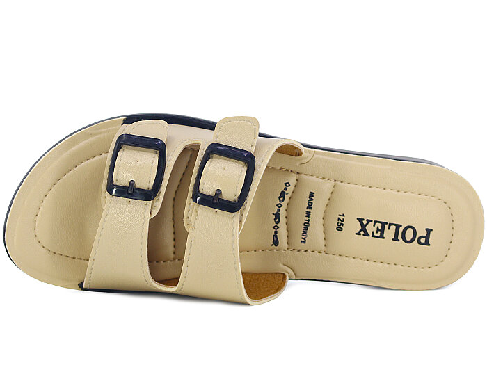 Polex Zenne 1260 Çift Toka Pedli Günlük Terlik Bej - Polex (1)