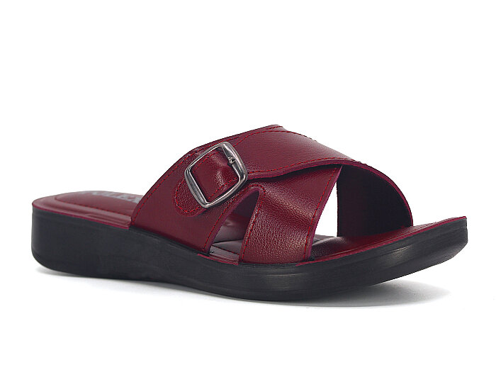 Polex Zenne 1262 Çapraz Tokalı Pedli Günlük Terlik Bordo 