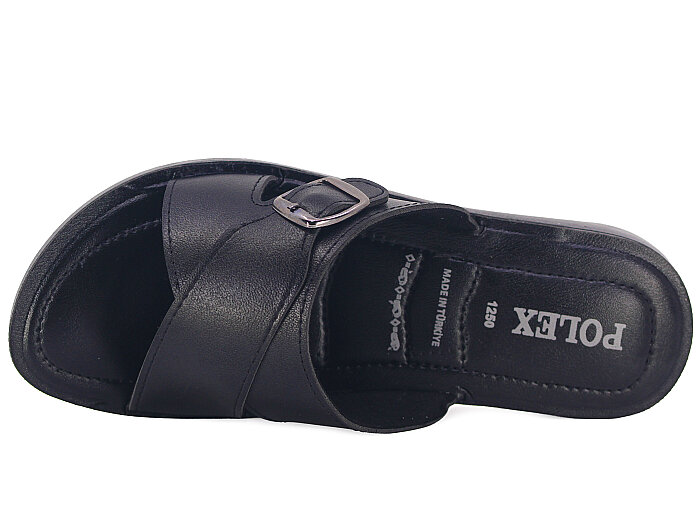 Polex Zenne 1262 Çapraz Tokalı Pedli Günlük Terlik Siyah - Polex (1)