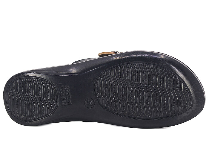 Polex Zenne 1262 Çapraz Tokalı Pedli Günlük Terlik Siyah - Kahve Leopar - 3