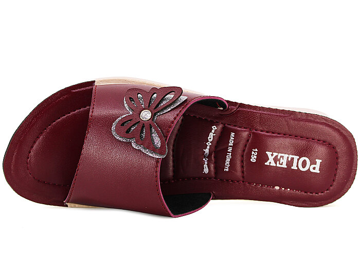 Polex Zenne 1264 Bej Taban Kelebekli Pedli Günlük Terlik Bordo - Polex (1)