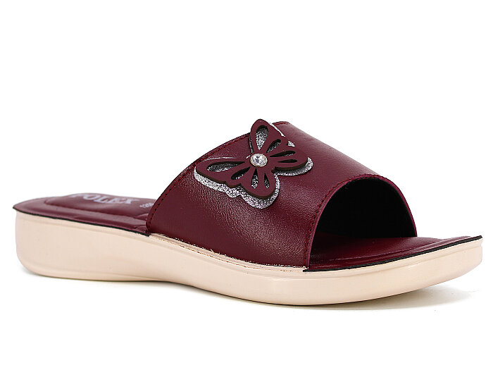 Polex Zenne 1264 Bej Taban Kelebekli Pedli Günlük Terlik Bordo - 1