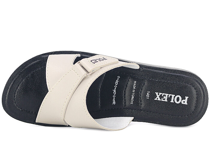 Polex Zenne 1403 Çapraz Cırtlı Pedli Günlük Terlik Bej - Polex (1)