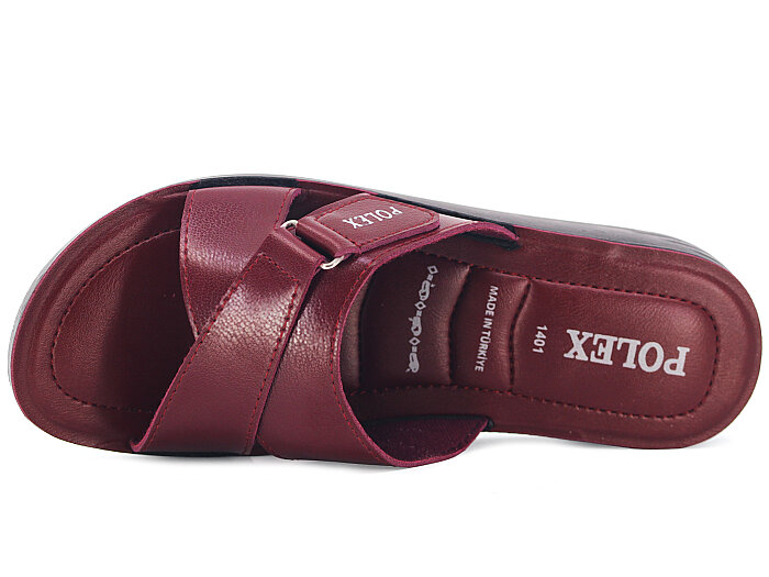 Polex Zenne 1403 Çapraz Cırtlı Pedli Günlük Terlik Bordo - 2