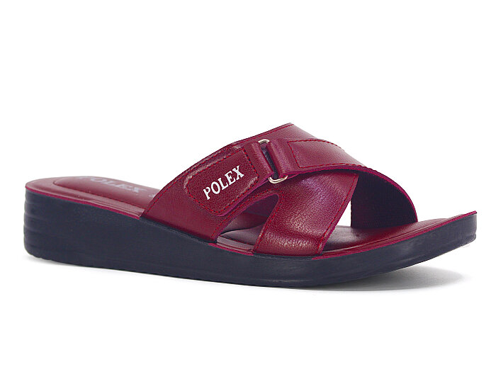 Polex Zenne 1403 Çapraz Cırtlı Pedli Günlük Terlik Bordo - 1