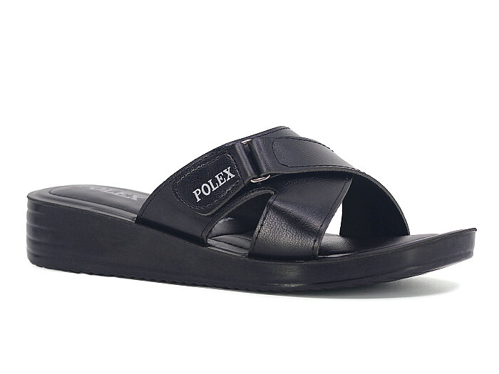 Polex Zenne 1403 Çapraz Cırtlı Pedli Günlük Terlik Siyah - 1