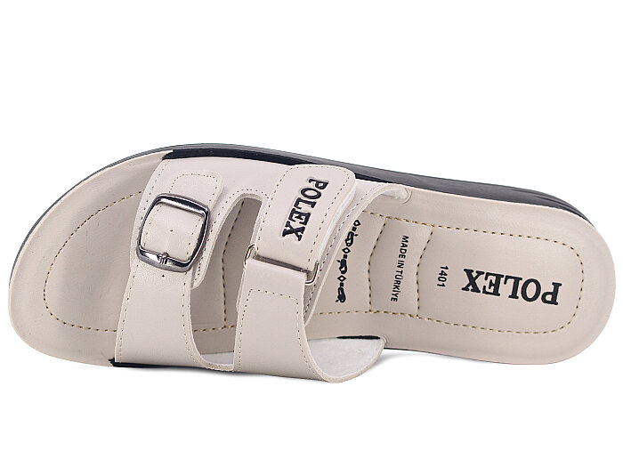 Polex Zenne 1408 Cırtlı Tokalı Pedli Günlük Terlik Bej - 2
